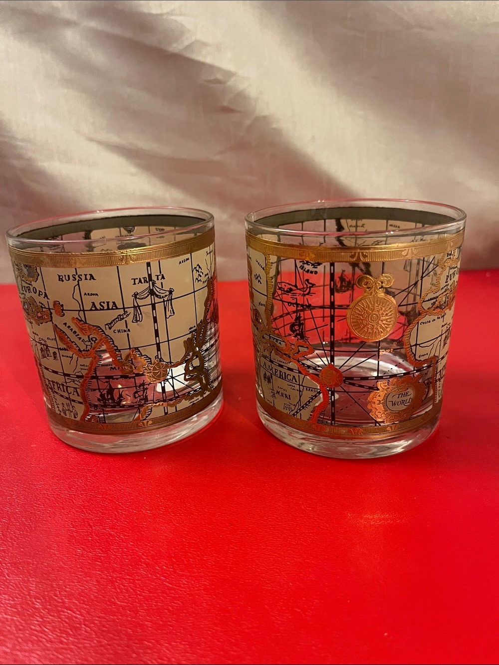 Vintage Cocktail ~ Whiskey Rocks Glasses, Set of 2 Cera, Old World, 1950's,